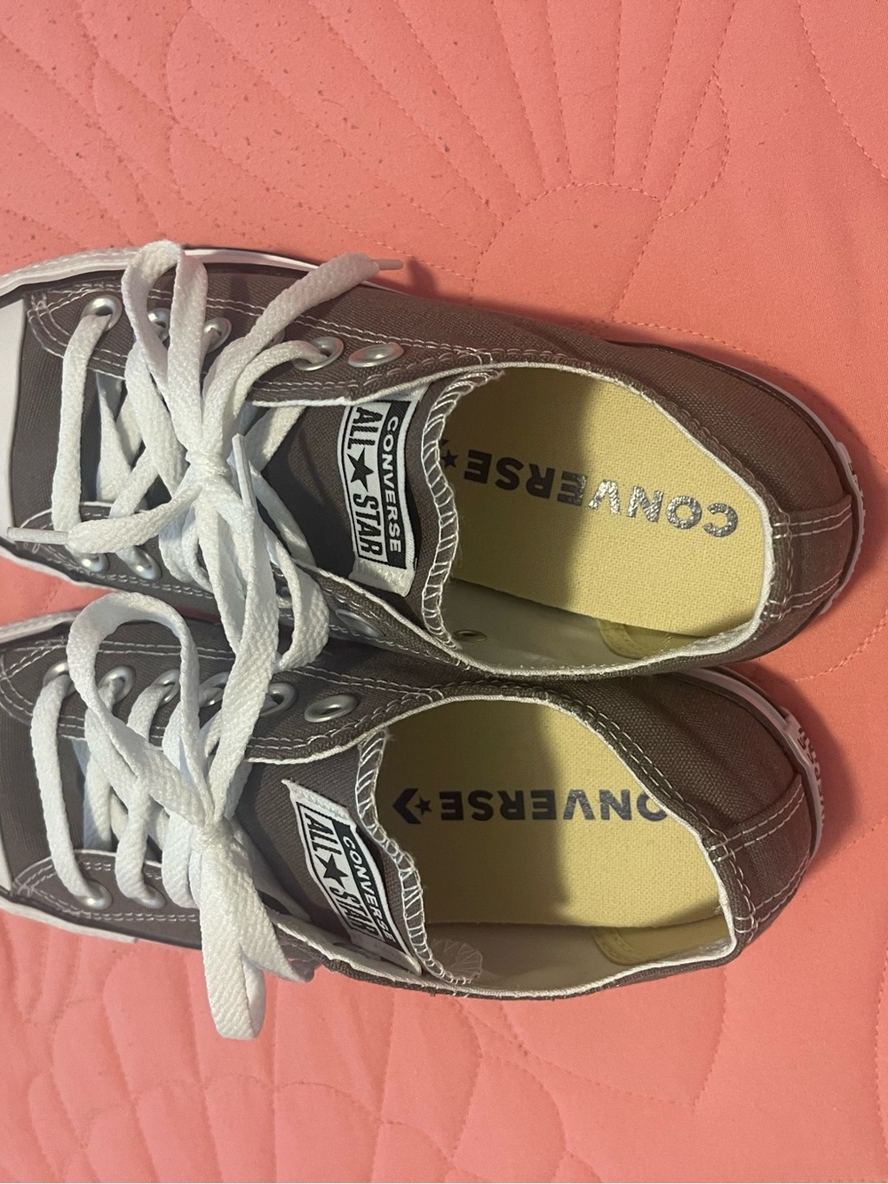 Converse Low Top Sneakers - Gray with White Laces.
